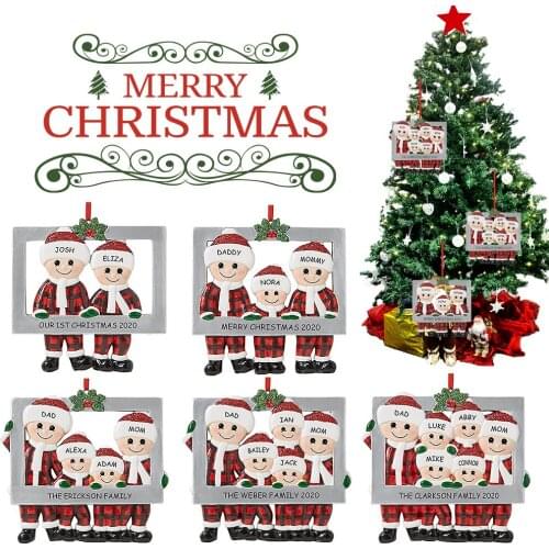 Christmas Tree Hanging Ornament Pendant DIY Handwritten Name Doll Personalized Lovely Family Photo Frame For Party Home Decor
