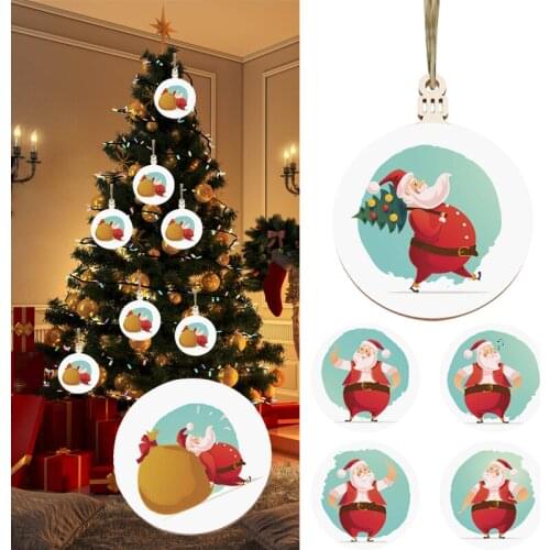 Christmas Wooden Pendants Xmas Tree Hanging Ornaments DIY Wood Crafts For Home Christmas Party New Year Decorations