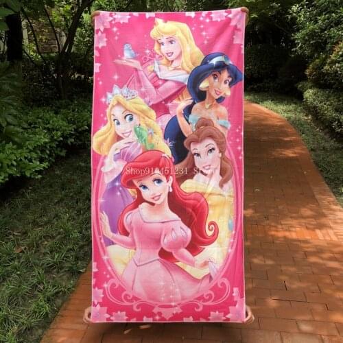 Pink Disney Princess Jasmine Little Mermaid Ariel Bath Towel Throws Belle Tangled Baby Children Kids Girls Swimming Beach Towel