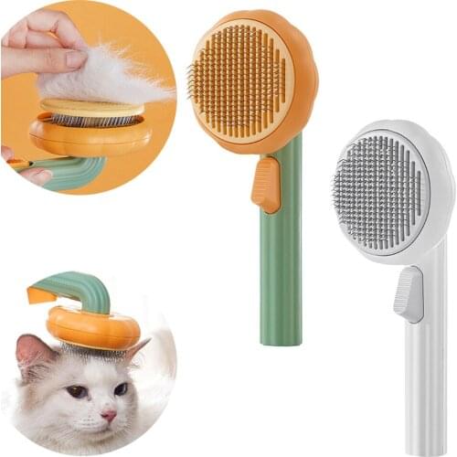 Pet Grooming Brush, Cats Dogs Combs for Long Haired & Short Hair, Supple Stainless Steel Bristles Quick Cleaning Remove Tangles