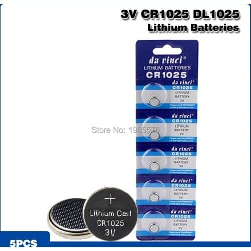 5pcs 3v Volt Lithium CR1025 Battery Button Cion Cell Battery Replacement High Energy Density For LED Lights Toys Watches