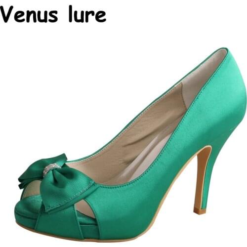Custom Handmade Peep Toe Platform Blue Green Shoes Court Shoe High Heel