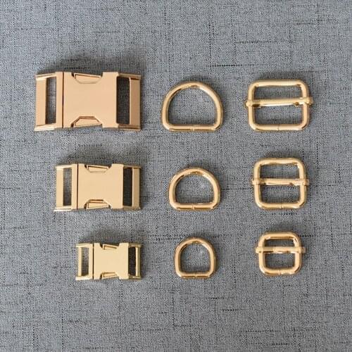 20 Sets Metal Belt Straps Adjust Slider Side Release Buckle D Ring DIY Accessory For Pet Dog Collar Dog Harness