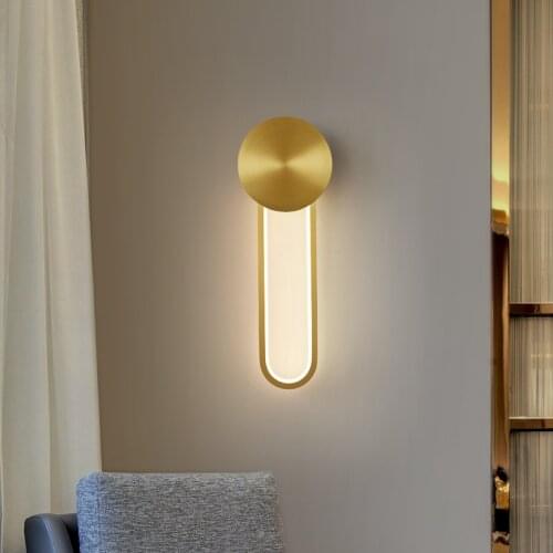 High Quality Copper Wall Light Simple Indoor Lighting Gold Wall Lamp For Bedroom Bedside Restaurant Coffee LED Chip AC220V