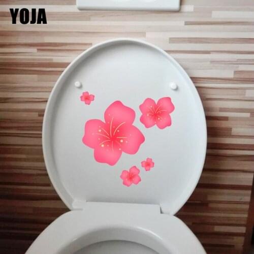 YOJA 22.9*22.7CM Pink Delicate Flower Cartoon Kids Room Wall Sticker Toilet Bathroom Decor T1-0717