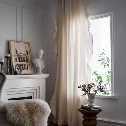 Curtains Ruffled White French Semi-blackout Curtains Living Room Bedroom Kitchen Luxury Home Decoration Room