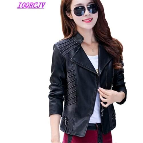 Womens Spring Denim PU Leather Stitching Jackets Plus size 5XL Short Outerwear Tops Slim Temperament Small Jacket IOQRCJV Q121