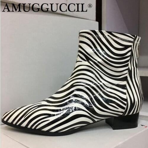 Customize Plus Big Size 34-52 Zebra pattern Zip Fashion Sexy Autumn Winter Female Ladies Women Boots X1767