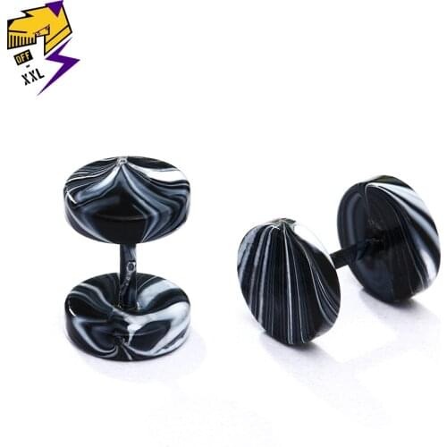 1pcs Stainless Steel Black Stud Earrings for Men Women Hiphop Ear Cuff Round Dumbbell Screw Earrings Gift Jewelry