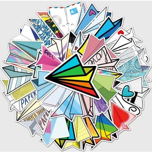 10/50pcs Cartoon Paper Airplane Stickers Wall Decals for Motorcycle Notebook Computer Car Childrens Toys Guitar Refrigerator
