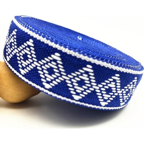 10Yards 20mm 3/4" Blue Background Geometric Pattern Woven Jacquard Ribbon Wedding Accessory Gifts Wrapping Scrapbooking Supplies