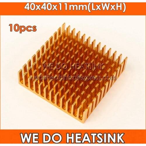 WE DO HEATSINK 10pcs 40x40x11mm Anodized Aluminum Heat Sink Radiator Bi Directional Air Flow For IC Packages,BGA,PGA,QFP,LCC