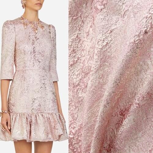 100x145cm France Fashion Gold Jacquard Pink Color Polyester Fabric For Woman Spring and Autumn Tutu Skirt Dress DIY Sewing