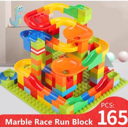 165Pcs Small Particle Magical Marble Race Run Block Building Blocks Sets Funnel Slide DIY Creator Bricks Educational Kids Toys
