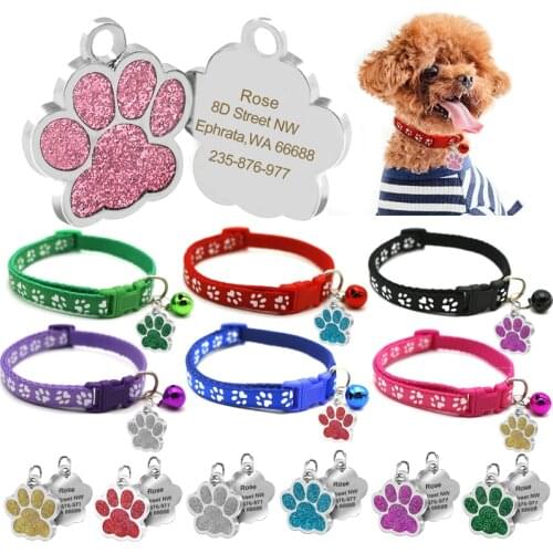 Set of 3 Pet Collar Customed Dog Tags With Bell ID Tag Cat Necklace Name Pendant Pet Accessory Dog Cat Collars Free Shipping