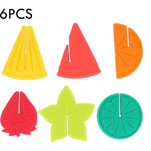6PCS Fruit Pattern Silicone Wine Glass Drink Marker For Drink Cup Beverage Glasses Wine Glass Fruit Cup Sticker Party Decoration