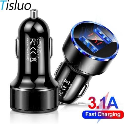 4.8A Car Charger Mobile Phone Fast Charging Adapter in Car with LED Display Quick Charge Universal Dual USB Car Charger
