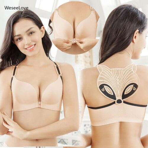 Weseelove Plus Size 34-52 Sexy Bras for Women Beauty Back Female Underwear Sweat Adjustable Soutien Gorge Fox Gathered бюстгалт