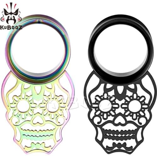 Wholesale Price Stainless Steel Skull Ear Dangle Plugs Tunnels Body Piercing Jewelry Earring Gauges Expanders Stretchers 34PCS