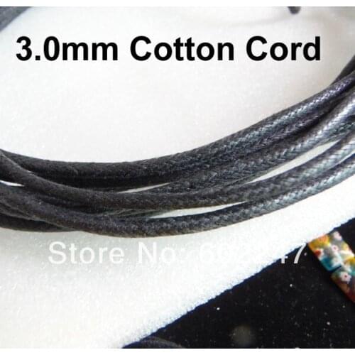 3mm Black Waxed Cotton Cord Bracelets Necklace Cord Findings Wholesales, 90m/lot