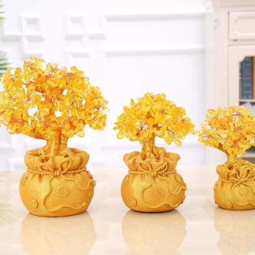 Citrine Money Tree ornaments decorations living room wine cabinet entrance feng shui home crafts Lucky tree money tree
