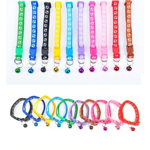 Colorful Pet Collar Adjustable Cat Dogs Collar Cute Small Footprint With Bell Pet Supplies Collar Kitten Dog Puppy Use Accessory