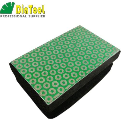 DIATOOL 1pc Grit #100 Electroplated Diamond Hand Polishing Pad 90X55MM Foam-backed Grinding Block For Marble Granite Tile Stone