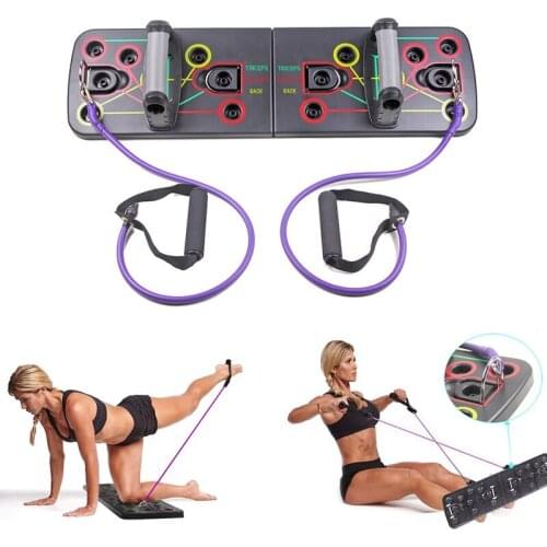 Home Gym 9 in 1 Push Up Board with Resistance Band Body Building Fitness Exercise Sport equipment Men Women Push-up Stands