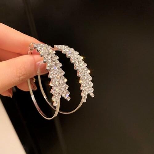 Elegant New 2021 Rhinestone Statement Earrings Geometric Big Round Stud Earrings For Women Crystal Luxury Wedding Gift Jewelry