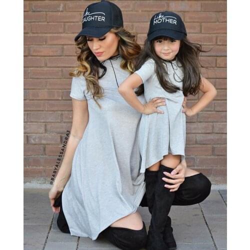 Cotton Cloth Women Girl Dress Parent-child Wear Outfits Short Dress mother and daughter short-sleeved Family Matching Clothes