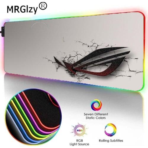 MRGLZY RGB big size XXL ROG mouse mat LED, used for gaming accessories non-slip rubber office mouse desk pad, keyboard laptop