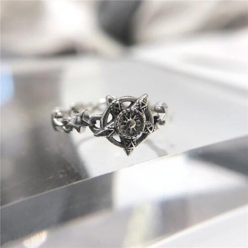 Liemjee Fashion Personality Party Punk Jewelry S925 Silver Retro Star Ring For Women Feature Namour Charm Gift All Seasons