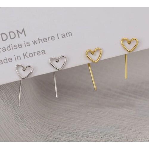 Cute Korean Fashion Heart Stud Earrings For Women Gold Silver Color 2021 Female Jewelry Ear Piercing Gouden Oorbellen