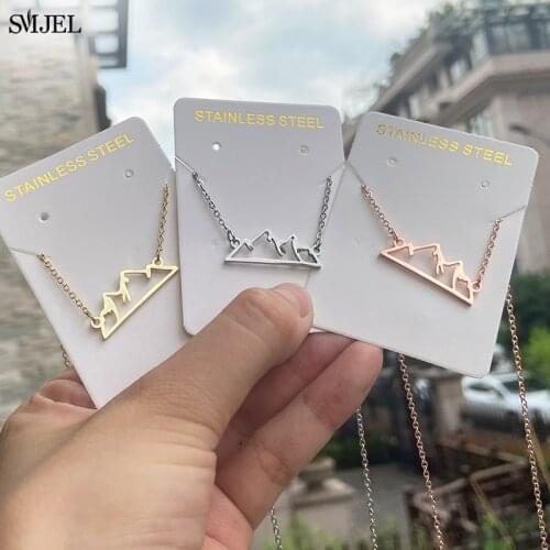 Cute Fashion Mountain Pendant Necklace Women Stainless Steel Hollow Snow Mountain Choker Necklaces Jewelry Climber Gift 2021
