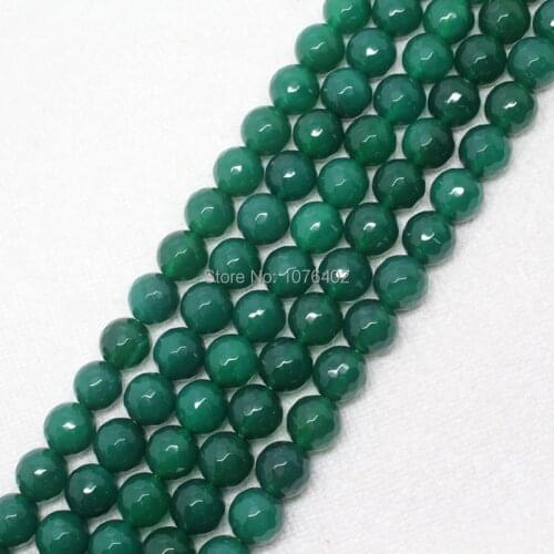 Mini. Order is $7 !Faceted 10mm Green Agates Round DIY Loose Beads 15"