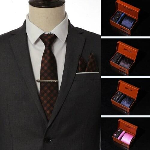 Fashion Necktie Groom Gentleman Tie Set Wedding Party Gifts Tie for Men Mens Gravata Slim Arrow Tie Set Neck Mens Ties