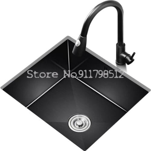 Nano Black Handmade Sink Under Counter Basin Single Sink Kitchen Bar Embedded Small 304 Stainless Steel Sink