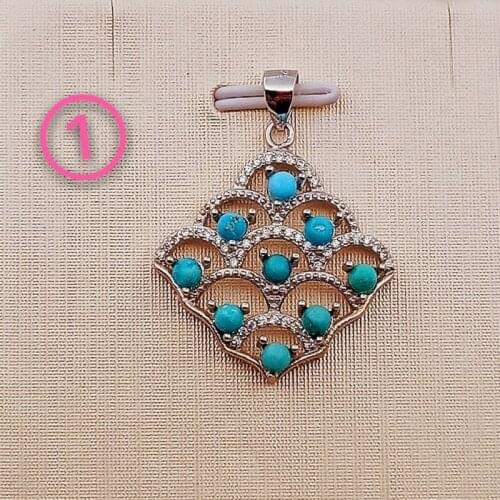 Natural Ore Turquoise Pendant Fashion Exquisite Full Diamond New Peacock Christmas Tree S925 Sterling Silver Inlay