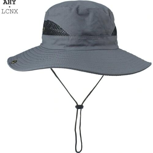 New Outdoor men hats Fishing cap Solid color Wide Brim Anti-UV beach sun caps women Bucket hat Summer Autumn Hiking camping