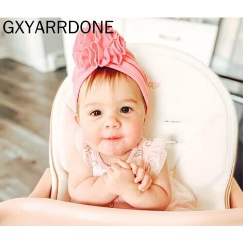 Wholesale Baby Hat Kids Elastic Turban Beanie Cap Flower Tops Baby Girl Headbands Bebe Hairband Toddler Infants Accessories