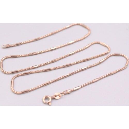 AU750 Pure 18K Rose Gold Necklace Popcorn Long Beads Link Chain Necklace 4g / 18inch For Women Lucky Gift