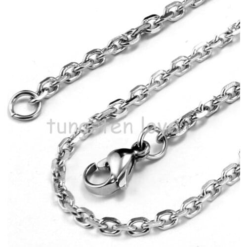 22 Inch 0.8mm Silver Color Womens Mens 316L Stainless Steel Necklace High Quality Rolo Chain For Floating