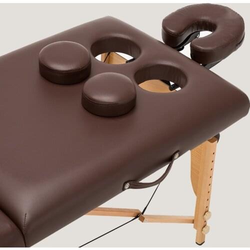 Salon Beauty SPA Tattoo Furniture Beech Wooden Leather Adjustable Foldable Portable Massage Bed Table with Double Breast Holes