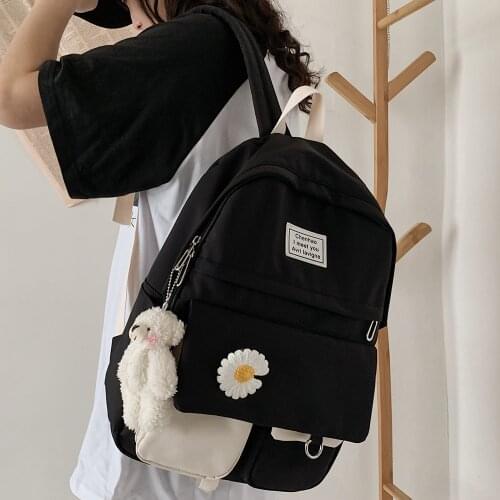 Fashion Women Cute School Backpack Flower Female Harajuku School Bags Nylon Girl Trendy Bag Shoulder Backpack