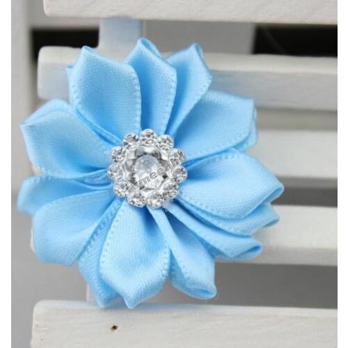 DIY Multilayers Flower Without Clip, Satin Ribbon Flower With Rhinestone/Pearl, Hair Accessories / Garment Accessories
