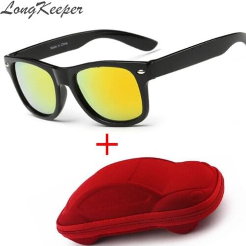 Cool 6-15 Years Kids Sunglasses Sun Glasses for Children Boys Girls Fashion Eyewares Coating Lens UV 400 Protection With Case