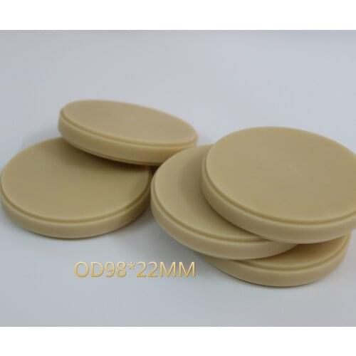 Dental Lab Materials PMMA Blocks Disk Blank PMMA Temporary Bridge Block for Wieland System 5pcs/lot OD98x22mm