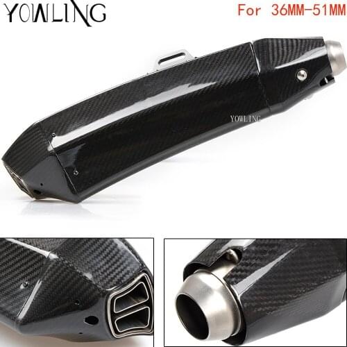 Real Carbon Fiber Motorcycle Exhaust Universal Muffler Motorbike 36-50mm Motorcycle exhaust pipe For Z900 MT 07 GSX-R750 R1 ZX6R