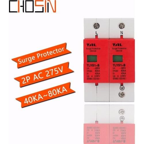 Surge Protector B80-2P 40KA~80KA 275V 385V 420V AC Spd House Protective Low-voltage Arrester Device 1P+N Lightning Protection