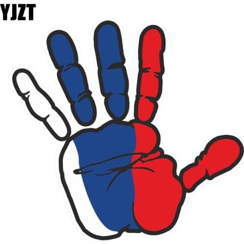 YJZT 17CM*16.1CM Car Palm of Russia Stickers Reflective Window Decal PVC Accessories 6-0184